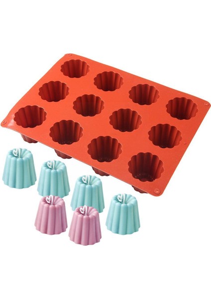 Kırmızı Stil 12 Boşluklu Silikon Kalıp Canneles Bordelais Yivli Kek Kalıbı Muffin Kek Pasta Fırın Tepsisi Tatlı Hamur Işleri Kek Süsleme Araçları (Yurt Dışından) modelleri