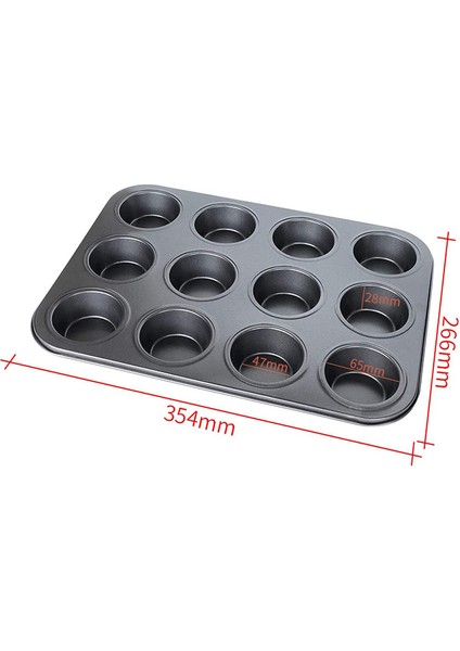 12 Delikli Siyah Stil Delikli Kek Pişirme Tepsi Fırın Tepsileri Hamur Aracı - Karbon Çelik Oyulmaz Kalıplar Diy Muffin Cupcake Fırın Tepsi Hamur Aracı (Yurt Dışından)