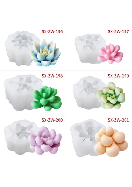 ZW-200 Stili Gıda Grade Silikon 3D Sukulent Bitki Kalıbı Kendin Yap Hediye Kek Pişirme Sabun Çikolata Buz Dekorasyon Reçine Sanat Kalıpları (Yurt Dışından) modelleri