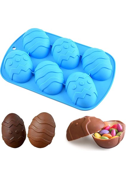 Mavi Stil 6 Boşluklu 3D Paskalya Yumurta Şekilli Silikon Kalıp Çikolata Kek Kalıbı Dıy Dinozor Yumurta Fırın Kalıbı Gıda Kalitesi Pastacılık Kalıpları (Yurt Dışından)