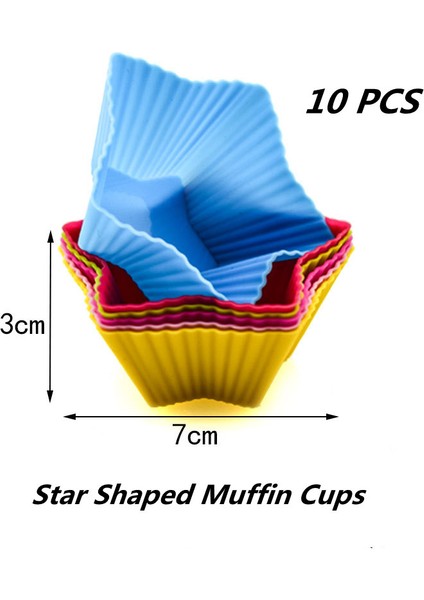 10 Adet Yıldız Şekilli Stil Silikon Kek Kalıbı Yuvarlakyıldızgülkare Şekilli Muffin Cupcake Yeniden Kullanılabilir Pişirme Kalıpları Pişirme Ekmek Kalıpları Dıy Kek Araçları (Yurt Dışından)