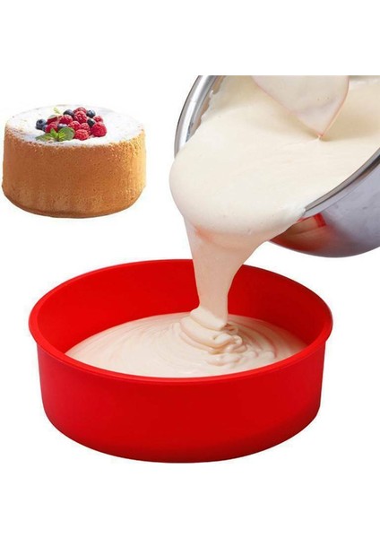 Kırmızı Stil Yuvarlak Yeniden Kullanılabilir Silikon Kek Kalıbı - Mutfak Pişirme Araçları - Dıy Tatlılar Için Kek Kalıpları (Yurt Dışından) fiyatları