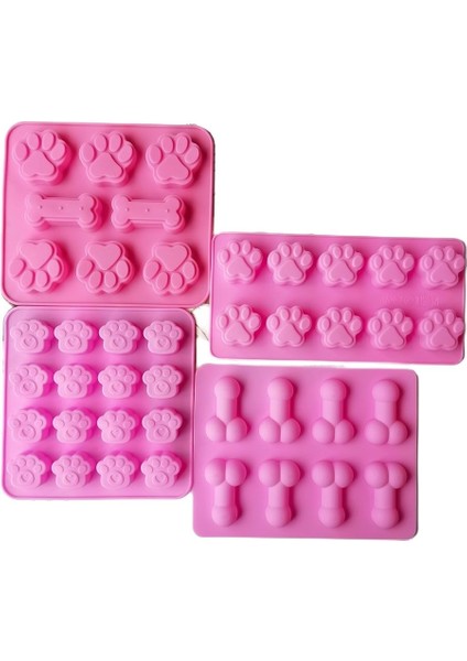 C-Pembe Tarzı Hayvan Karikatür Köpek Ayak Izi Kedi Pati Silikon Kek Kalıbı Mousse Çikolata Kalıbı Puding Jöle Mutfak El Yapımı Pişirme Araçları (Yurt Dışından)