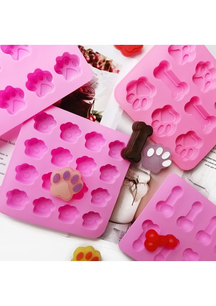 C-Pembe Tarzı Hayvan Karikatür Köpek Ayak Izi Kedi Pati Silikon Kek Kalıbı Mousse Çikolata Kalıbı Puding Jöle Mutfak El Yapımı Pişirme Araçları (Yurt Dışından)