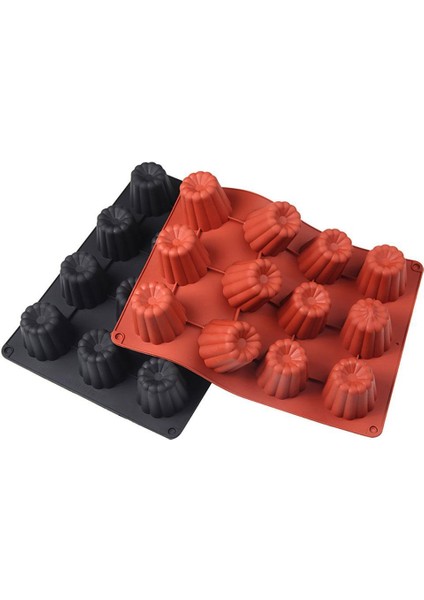 Siyah Stil 12 Boşluklu Silikon Kalıp Canneles Bordelais Yivli Kek Kalıbı Muffin Kek Pasta Fırın Tepsisi Tatlı Hamur Işleri Kek Süsleme Araçları (Yurt Dışından) fırsatları