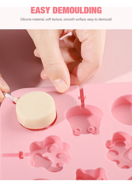 20 Adet Kağıt Sopa Tarzı 8 Delik 3D Kedi Pençesi Şekilli Silikon Lolipop Kalıbı Kendin Yap Çikolata Sabun Kalıbı Fırın Kalıbı Pastacılık Tepsi Kek Dekorasyon Mutfak Araçları (Yurt Dışından)