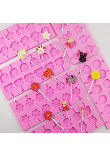 No.4 Tarzı 8 Şekilli Silikon Lolipop Kalıbı Kalp Şekilli Yuvarlak Pasta Süsleme Fırın Araçları Alevli Lolipop Pasta Kalıbı (Yurt Dışından) modelleri