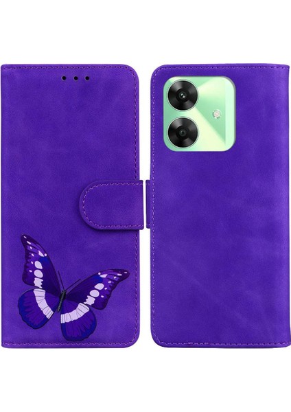 Realme C61 Kart Yuvaları Için Flip Case Kelebek Flip Folio Kapak Renk (Yurt Dışından)