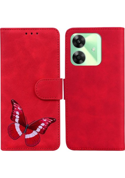 Realme C61 Kart Yuvaları Için Flip Case Kelebek Flip Folio Kapak Renk (Yurt Dışından)