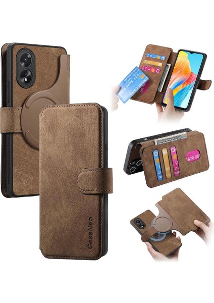 Oppo A38 4g Kart Standı Cüzdan Retro Mıknatıs Koruyucu Malzeme Için Flip Case (Yurt Dışından)
