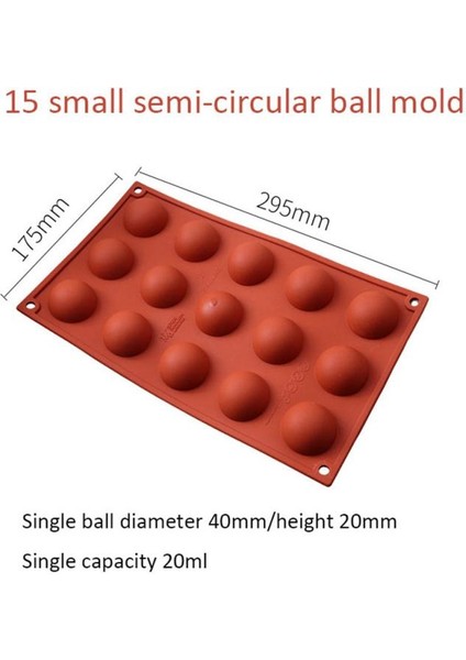 15 Delik Stili Büyük Yarım Daire Şekilli Yarı Küresel Gıda Kalitesi Silikon Pasta Kalıbı Çikolata ve Tatlı Kalıpları Ev Mutfak Araçları (Yurt Dışından)