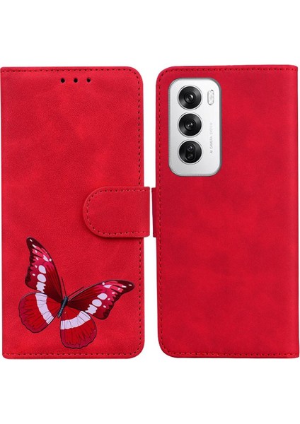 Oppo Oppo 12 5g Için Flip Case Kelebek Flip Folio Kapak Cüzdan Kart Yuvaları (Yurt Dışından)