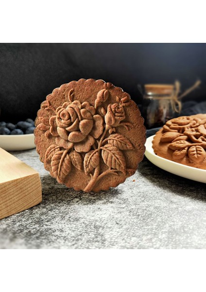 C-10X10CM Stili 2022 Yeni Ahşap Kurabiye Kesici Kalıp Pres 3D Pasta Kabartma Pişirme Kalıbı Araçları Gül Çiçeği Zencefilli Kurabiye Damga Fırın. (Yurt Dışından) fırsatları