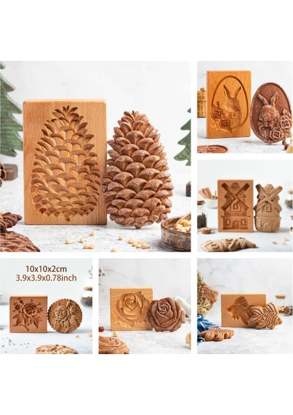 Yel Değirmeni Tarzı Ahşap Kurabiye Kalıbı Ev Yapımı Zencefilli Kek Kalıbı Basın Noel 3D Bisküvi Kabartma Kalıpları Fırın Aleti Mutfak Malzemeleri (Yurt Dışından)