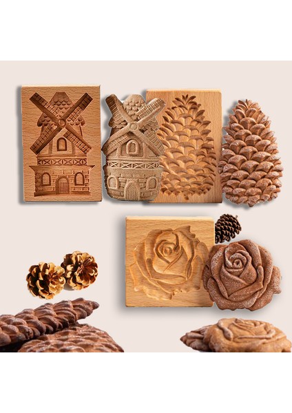 Yel Değirmeni Tarzı Ahşap Kurabiye Kalıbı Ev Yapımı Zencefilli Kek Kalıbı Basın Noel 3D Bisküvi Kabartma Kalıpları Fırın Aleti Mutfak Malzemeleri (Yurt Dışından)