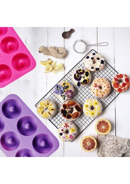 Kek Kalıbı 4 Tarzı Silikon Donut Kalıbı Çilek Kek Kalıbı Yapışmaz Şeker Hamuru Donut Fırın Tepsisi Mutfak Araçları 6 Kafesli Tekrar Kullanılabilir Dekorasyon Araçları (Yurt Dışından)