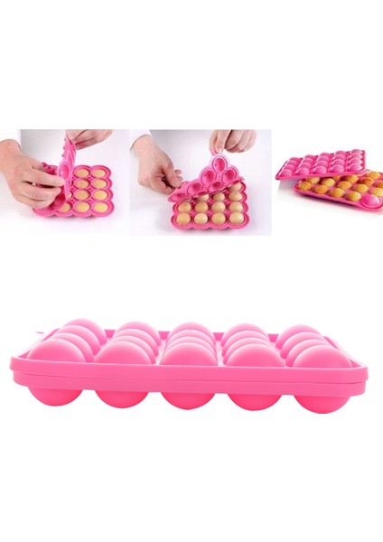 Pembe Tarzı 20 Delikli Silikon Çikolata Kalıbı Pop Kek Çubuğu Cupcake Kalıbı Şeker Yapıcı Lolipop Küre Fırın Kalıbı Buz Tepsisi Kendin Yap Seti (Yurt Dışından)