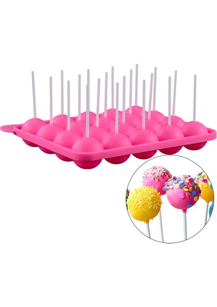 Pembe Tarzı 20 Delikli Silikon Çikolata Kalıbı Pop Kek Çubuğu Cupcake Kalıbı Şeker Yapıcı Lolipop Küre Fırın Kalıbı Buz Tepsisi Kendin Yap Seti (Yurt Dışından)