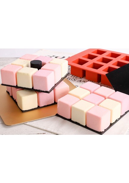 Tuğla Kırmızısı Stili Yeni 15 Boşluklu Küp Kare Şekilli Silikon Kalıp Pasta Dekorasyon Araçları Kendin Yap Tatlı Kalıpları Mutfağınız Için Rubik'in Baking (Yurt Dışından) fiyatları