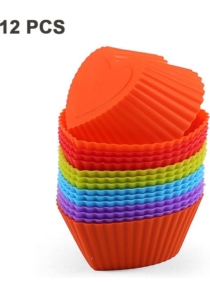 Rastgele Stil Yeni Silikon Cupcake Kalıbı Kalp Kek Muffin Kalıbı Fırın Tepsisi Yapışmaz Isıya Dayanıklı Yeniden Kullanılabilir Silikon Kek Kalıpları Şeker Dıy (Yurt Dışından)