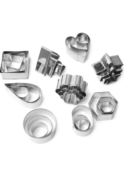 30 Adet Set Stili Küçük Paslanmaz Çelik Kalıp Kalp Yıldız Çiçek Geometrik Şekil Kurabiye Kesicileri Mutfak Fondan Bisküvi Hamur Işleri (Yurt Dışından) fırsatları