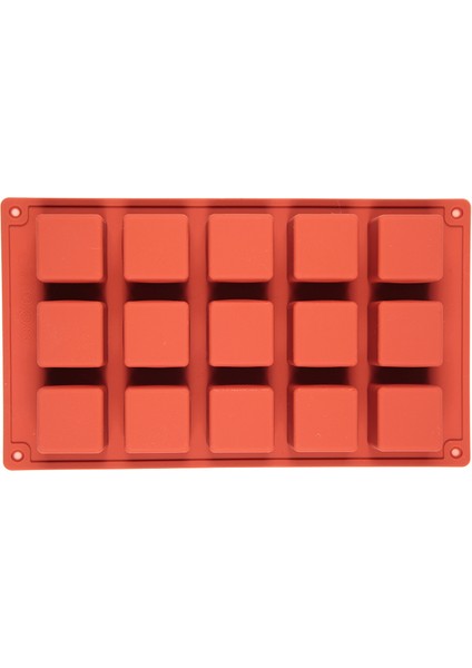 Tuğla Kırmızısı Stili 15 Boşluklu Kare Şekilli 3D Silikon Kalıplar Kek Dekorasyon Araçları Fırınlama Jöle Muhallebi Kalıpları Rubik Küpü Kek (Yurt Dışından)