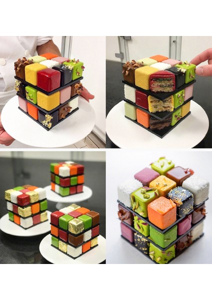 Tuğla Kırmızısı Stili 15 Boşluklu Kare Şekilli 3D Silikon Kalıplar Kek Dekorasyon Araçları Fırınlama Jöle Muhallebi Kalıpları Rubik Küpü Kek (Yurt Dışından) fiyatları