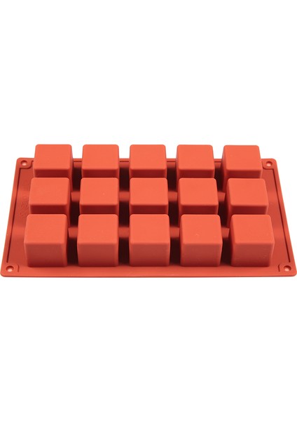Tuğla Kırmızısı Stili 15 Boşluklu Kare Şekilli 3D Silikon Kalıplar Kek Dekorasyon Araçları Fırınlama Jöle Muhallebi Kalıpları Rubik Küpü Kek (Yurt Dışından) fırsatları