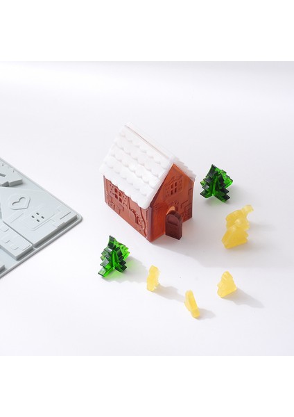 Pembe Stil Silikon Çikolata Kalıbı 3D Noel Zencefilli Evi Silikon Kalıp Yapışmaz Çikolata Kek Kalıbı Kendin Yap Kurabiye Pişirme Araçları (Yurt Dışından)