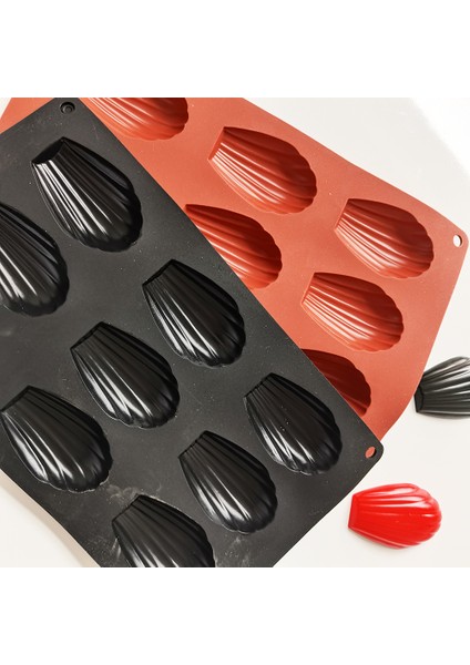 Tuğla Kırmızısı-9beike Tarzı 9 Adet Madeleine Silikon Kabuk Kek Kalıbı Pişirme Tavası Kalıp Kurabiye Çikolata Mutfak Aksesuarları Tatlılar (Yurt Dışından) fırsatları