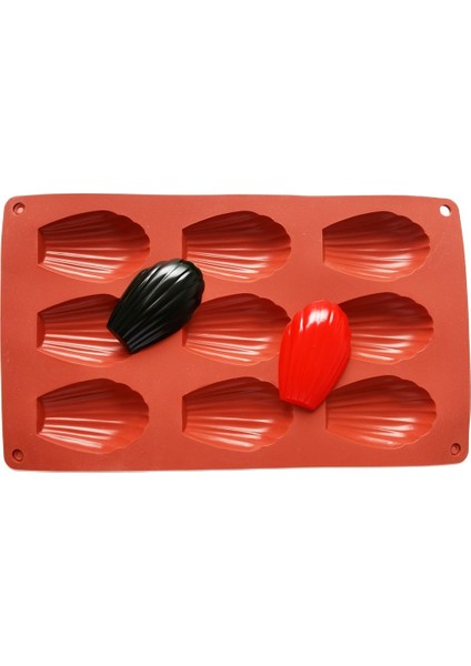 Tuğla Kırmızısı-9beike Tarzı 9 Adet Madeleine Silikon Kabuk Kek Kalıbı Pişirme Tavası Kalıp Kurabiye Çikolata Mutfak Aksesuarları Tatlılar (Yurt Dışından) indirimleri