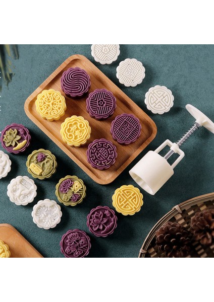 No.5 Tarzı Yuvarlak Kare Çiçek Ayçiçek Kalıp Seti Mung Bean Cake Mooncake Kalıp Çeşitli Elle Sıkılmış Ayçiçek Kalıp Süsleme Aracı (Yurt Dışından) fiyatları