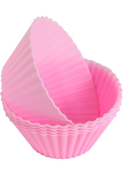 Pembe Tarzı Silikon Kek Kalıbı Muffin Kek Kalıpları Yeniden Kullanılabilir Non-Stick Isıya Dayanıklı Mutfak Fırın Pişirme Ekmek Hamur Işi Dekorasyon Aracı (Yurt Dışından)