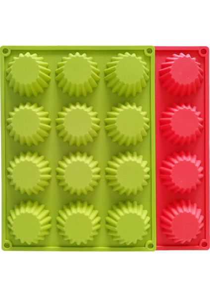 Yeşil Stil Yeni 12 Kova Muffin Kup Silikon Kek Kalıbı Kurabiye 3D Kendin Yap El Yapımı Mutfak Yeniden Kullanılabilir Fırın Araçları Süsleme Mousse Yapımı Kalıp (Yurt Dışından) modelleri