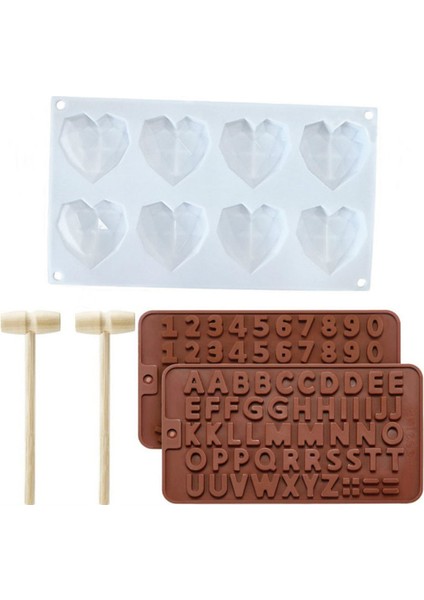 Set3 Stili Aşk Kalp Şekilli Silikon Kalıplar Pasta Kalıbı Tatlı Numara Harfler Fandant Kalıp Mousse Silikon Fırın Kalıbı Pasta Dekorasyon (Yurt Dışından)