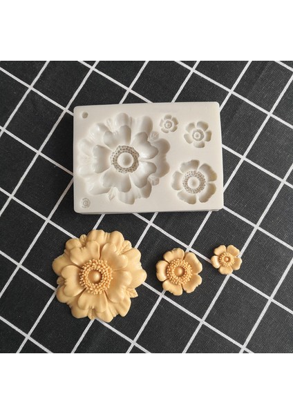 Gri Tarzı 3D Çiçek Şekilli Silikon Kalıp Çikolata Şeker Kurabiye Çikolata Kalıbı Pasta Dantel Süsleme Kil Dıy Kalıp Mutfak Fırın Aracı (Yurt Dışından)