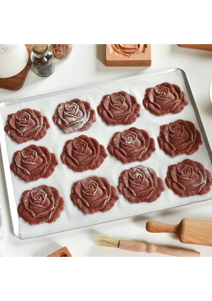 F Stili Ahşap Provence Kurabiye Kalıbı Pres 3D Kek Kabartma Pişirme Kalıbı Araçları Gül Çiçeği Zencefilli Bisküvi Kurabiye Damga Fırın (Yurt Dışından) modelleri