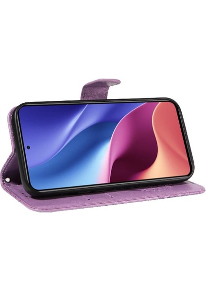 Xiaomi Poco F3 Kabartmalı Kelebek Ayrılabilir El Kayışı ile Flip Case (Yurt Dışından)