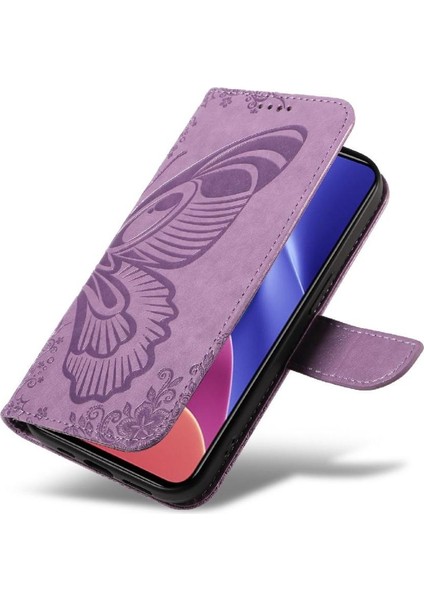 Xiaomi Poco F3 Kabartmalı Kelebek Ayrılabilir El Kayışı ile Flip Case (Yurt Dışından)