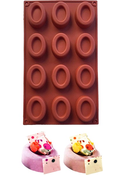 E Stili 12 Çukur Oval Savarin Sabun Kalıbı Muffin Kek Kalıbı Silikon Jöle Polimer Kil El Sanatları Dıy Kalıp Mutfak Fırın Araçları (Yurt Dışından)