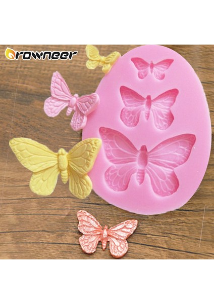3 Adet Pembe Stil 3D Silikon Pişirme Kalıbı Kelebek Yaprağı Çikolata Süsleme Aracı- Sıcaklık Direnci (Yurt Dışından)