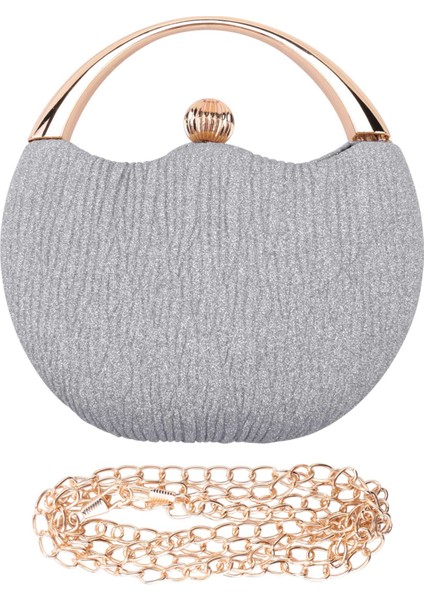 Düğün Debriyaj Akşam Çanta Küçük Kadın Çanta Lüks Gelin Çanta Zincir Parti Omuz Gümüş (Yurt Dışından)