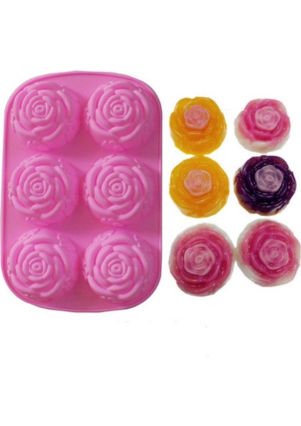 Pembe-3 Tarzı 6 Delikli Gül Çiçeği Silikon Kalıplar Kendin Yap Fondan Pasta Jöle Şeker Çikolata Sabun Süsleme Araçları Parti Fırın Malzemeleri Kalıp (Yurt Dışından)
