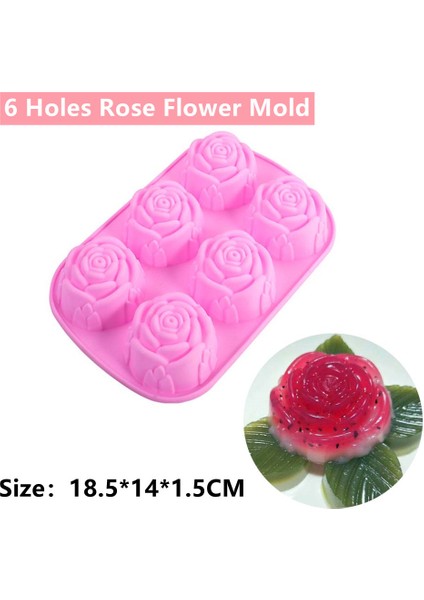 Pembe-3 Tarzı 6 Delikli Gül Çiçeği Silikon Kalıplar Kendin Yap Fondan Pasta Jöle Şeker Çikolata Sabun Süsleme Araçları Parti Fırın Malzemeleri Kalıp (Yurt Dışından)