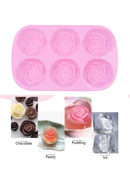 Pembe-3 Tarzı 6 Delikli Gül Çiçeği Silikon Kalıplar Kendin Yap Fondan Pasta Jöle Şeker Çikolata Sabun Süsleme Araçları Parti Fırın Malzemeleri Kalıp (Yurt Dışından)