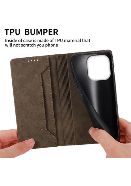 IPhone 15 Için Flip Case Pro Iş Rahat Kickstand Darbeye Kart Yuvası (Yurt Dışından)