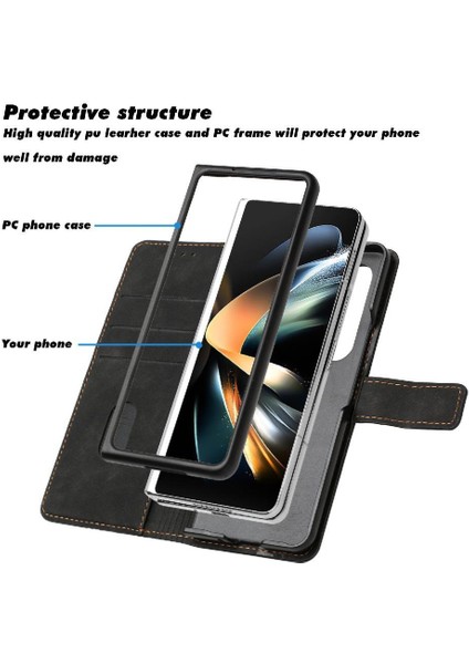 Samsung Galaxy Z Için Telefon Kılıfı Fold 6 Kickstand Manyetik Kart Yuvaları Kapak (Yurt Dışından)