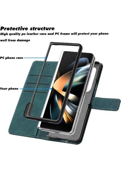 Samsung Galaxy Z Için Telefon Kılıfı Fold 6 Kickstand Manyetik Kart Yuvaları Kapak (Yurt Dışından)