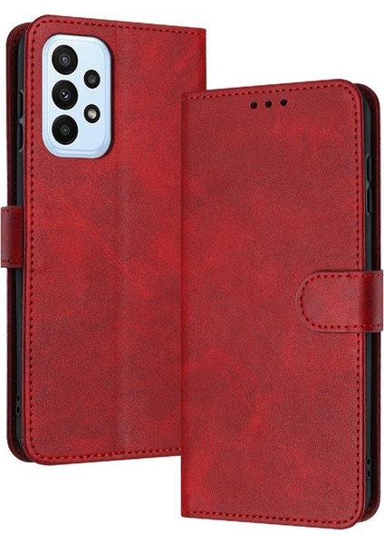 Samsung Galaxy A72 Pu Deri Saf Renk Kickstand ile Flip Case (Yurt Dışından)