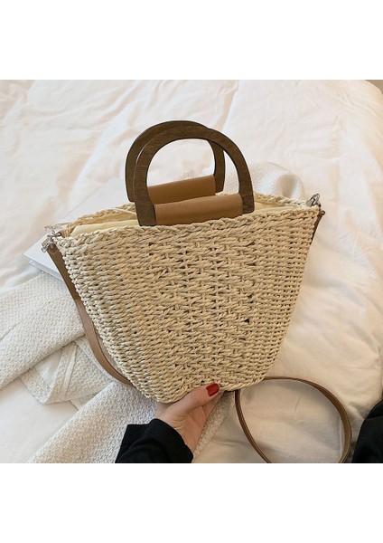 Moda Bayan Hasır Çanta El Dokuma Rattan Crossbody Çanta Plaj Hasır Örme Alışveriş Omuz Bohemian A (Yurt Dışından) fiyatları